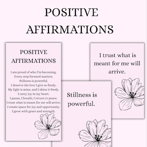 Affirmation Cards Printable | Positive Quotes for Daily Inspiration | Self-Care Digital Download