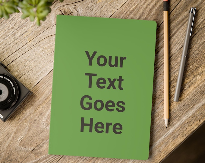 Custom Text Minimalist Green Journal | Softcover Notebook