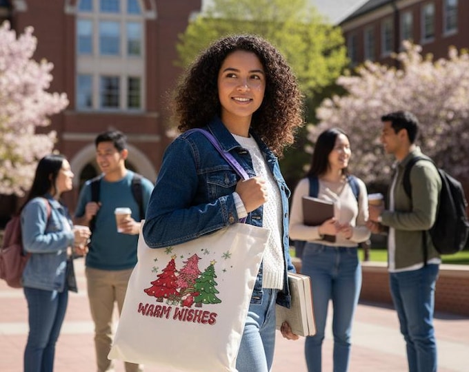 Christmas Theme Heat Pressed Tote Bags