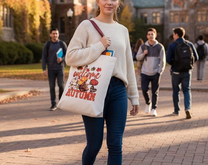 Autumn Theme Heat Pressed Tote Bags