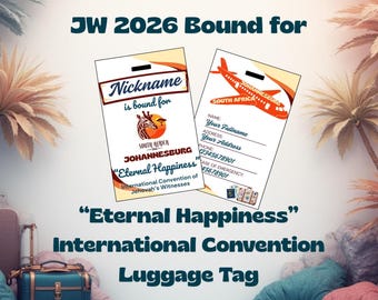 JW 2026 Bound For Johannesburg South Africa For Eternal Happiness International Convention Luggage Tag