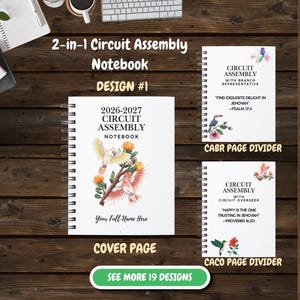 May include: A 2-in-1 spiral-bound circuit assembly notebook featuring a cover page with bird and flower illustrations, plus two page dividers labeled CABR and CACO. The cover includes the text 2026-2027 CIRCUIT ASSEMBLY NOTEBOOK.