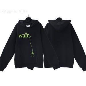 Unisex Black Cotton Pullover Hoodie with Green Print – Graphic Hoodie, Streetwear Sweatshirt, Soft Fleece Pullover, Gift for Him & Her