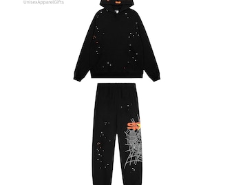 Handmade Unisex Black Tracksuit Set Personalized Hoodie & Sweatpants Custom Pullover