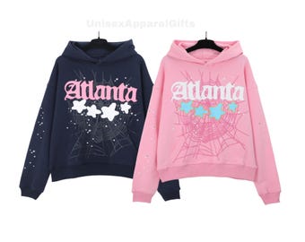 Sudadera con capucha estampada de algodón hecha a mano: jersey unisex de estilo urbano