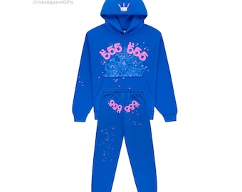 Conjunto deportivo azul unisex hecho a mano con sudadera con capucha. Regalo ideal para él o ella.