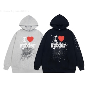 Unisex Hoodie – Black & Grey Pullover Sweatshirt – White Text and Red Print – Casual Cotton Streetwear