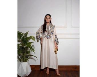 Vintage Indian Embroidered Dress / Size Large Free Size Made in India Gray  100 Rayon by Cute Options - Etsy