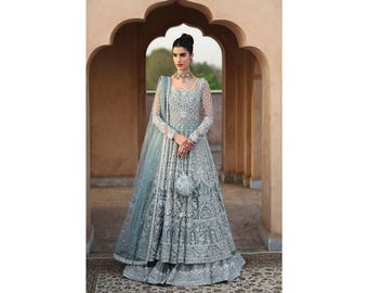 blue grey walima dress Walima Dresses Blue Bridal Maxi Dress Sharara Sky Blue Maxi Walima Bridal Dress Pakistani Wedding