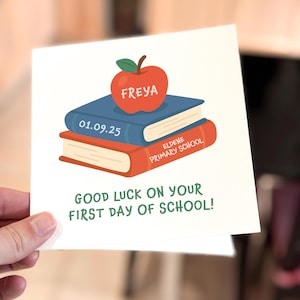 Personalised First Day of School Card, Custom Name and School Card, Good Luck Card for Kids, Back to School Keepsake