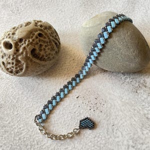Braided handmade bracelet with Heart Charm, Japanese beads Half Tila, minimalist jewerly, bohemian style, girlfriend gift