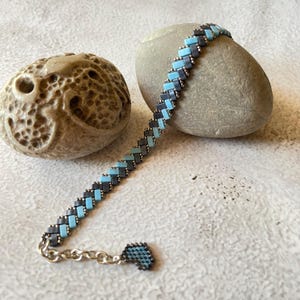 Braided handmade bracelet with Heart Charm, Japanese beads Half Tila, minimalist jewerly, girlfriend gift