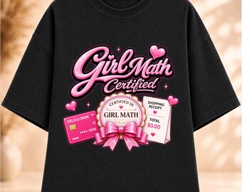Mädchen-Mathe-Zertifikat (PNG), Lustiges Mädchen-Mathe-Zitat (PNG), Shopping-Humor (PNG), Verspieltes T-Shirt-Design, Shopping-Therapie (PNG), Sofort-Download