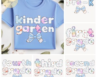 Back to School Shirt PNG Bundle | Pre-K to 4th Grade T-Shirt Designs (Digital Download)