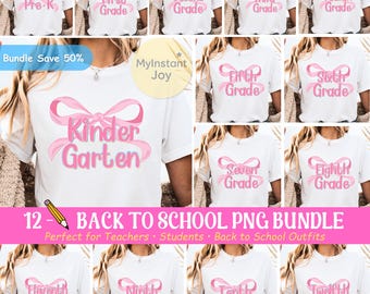 Back to School PNG Bundle: Coquette Bows, Teacher & Student Sublimation (Digital Download)