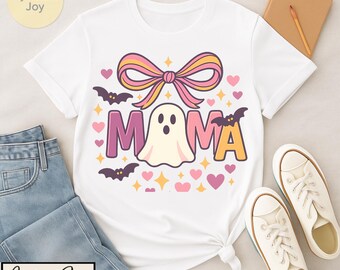 Spooky Coquette Ghost Bow PNG: MAMA Halloween Sublimation Design (Digital Download)