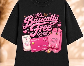 Es básicamente gratis Chica Matemáticas png, Frase divertida de compras PNG, Terapia de compras PNG, Diseño coqueto, Humor de compras rosa PNG, Descarga instantánea