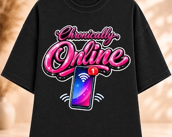 Kroniskt online PNG, rolig internethumor PNG, digital kaos-tröjadesign, Gen Z-memegrafik, digital nedladdning