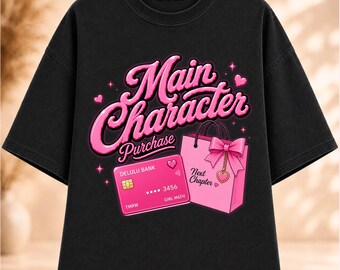 Personaje principal comprando png, Chica matemática PNG, Frase divertida de compras PNG, Diseño de camiseta gráfica Coquette, Terapia de compras PNG, Descarga instantánea