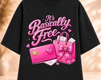 Es básicamente gratis PNG, Chica Matemática PNG, Frase Divertida de Compras PNG, Diseño de Camiseta de Terapia de Compras, Camiseta Gráfica Coqueta, Descarga Instantánea