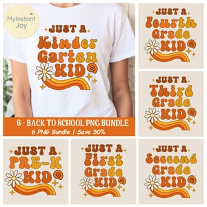 Retro Back to School PNG Bundle: Groovy Teacher Student Clipart (Digital Download)