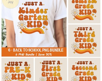 Retro Back to School PNG Bundle: Groovy Teacher Student Clipart (Digital Download)