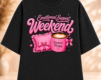 PNG de apoyo emocional para el fin de semana, PNG de cita divertida para el fin de semana, PNG de chica trabajadora coqueta, diseño de camiseta para amantes del café, descarga instantánea