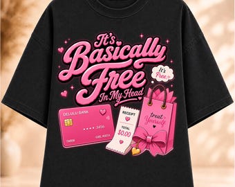 Es básicamente gratis en mi cabeza PNG, Matemáticas para chicas PNG, Frase divertida sobre compras PNG, Diseño de camiseta de terapia de compras, Gráfico coqueto, Descarga instantánea