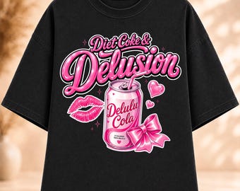 Coca-Cola Light y Delirio PNG, Cena Divertida de Chica PNG, Diseño de Camiseta Coqueta de Coca-Cola Light, Humor Viral de TikTok PNG, Gráfico Rosa, Descarga Instantánea