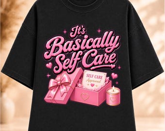 It's Basically Self Care png, Girl Math PNG, Funny Shopping Quote PNG, Coquette Graphic Tee Design, Retail Therapy PNG, Instant Download