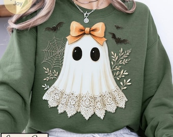 Lace Ghost Girl PNG: Vintage Halloween Shirt Design (Digital Download