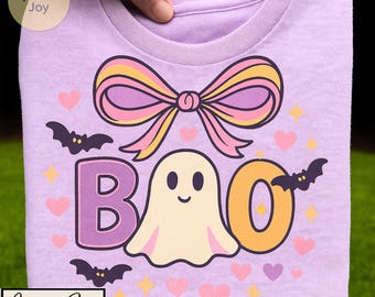 Spooky Coquette Ghost PNG: Halloween Bow, Bats (Digital Download)