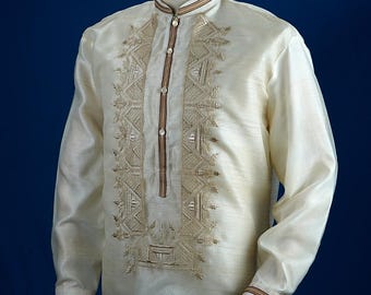 バロン タガログ語 TRIBAL スタイル 裏地付き フィリピン民族衣装