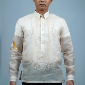 Barong Tagalog for Men | Piña Cocoon Pintax Sports Collar - Apollo1622 | Aquino&#39;s Artisan Embroidery | Proudly Made in the Philippines
