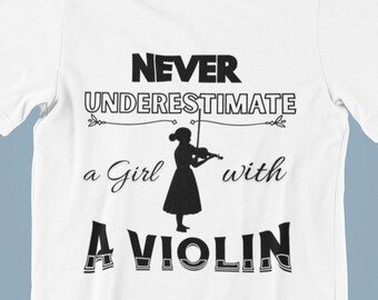 Girl with Violin T-Shirt – Minimalist Music Gift