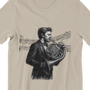 Horn Spieler T-Shirt: Elgar Notenblatt, Grunge Style