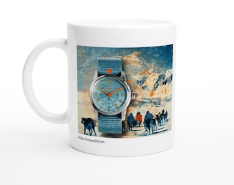 Taza Expedición Polar Ártica - Reloj vintage de exploración polar - Colección Edad de Oro - Regalo de aventura