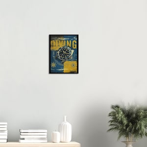 Vintage Diving Watch Poster Print | Horlogerie Art | Golden Age Collection | Ocean Explorer Print image 4