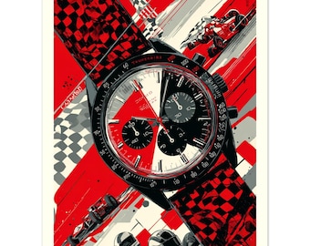 Póster de cronógrafo de carreras vintage / Impresión artística de la época dorada del automovilismo