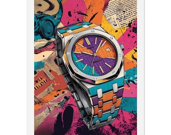 Lámina artística de la Edad de Oro de los Relojes: Póster de relojería con diseño icónico