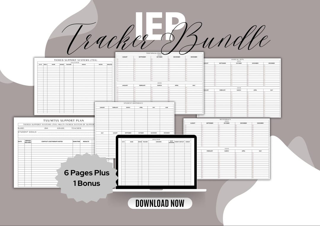 IEP Tracker Bundle, Special Education Planning Tools (PDF) - Etsy