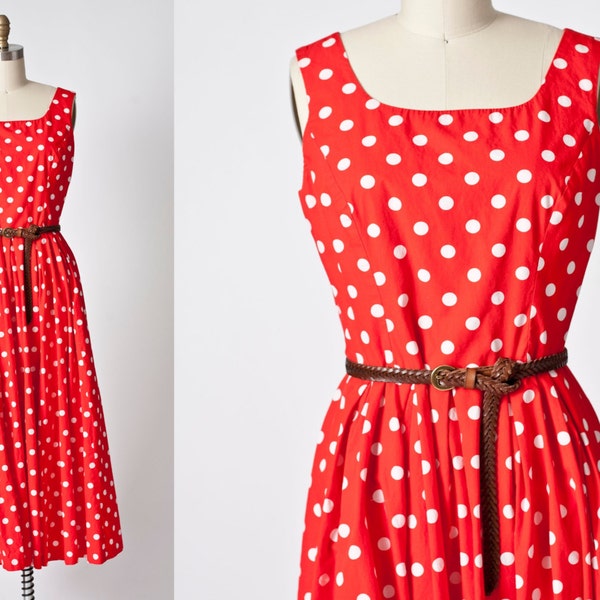 Polka Dot Dress // 80s Dress // Red Vintage Dress // Vintage Lands End