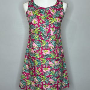 White Label Vintage Lilly Pulitzer Tiki Hut Sleeveless Dress with Bow and Pockets