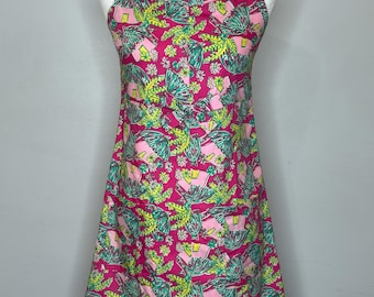 White Label Vintage Lilly Pulitzer Tiki Hut Sleeveless Dress with Bow and Pockets