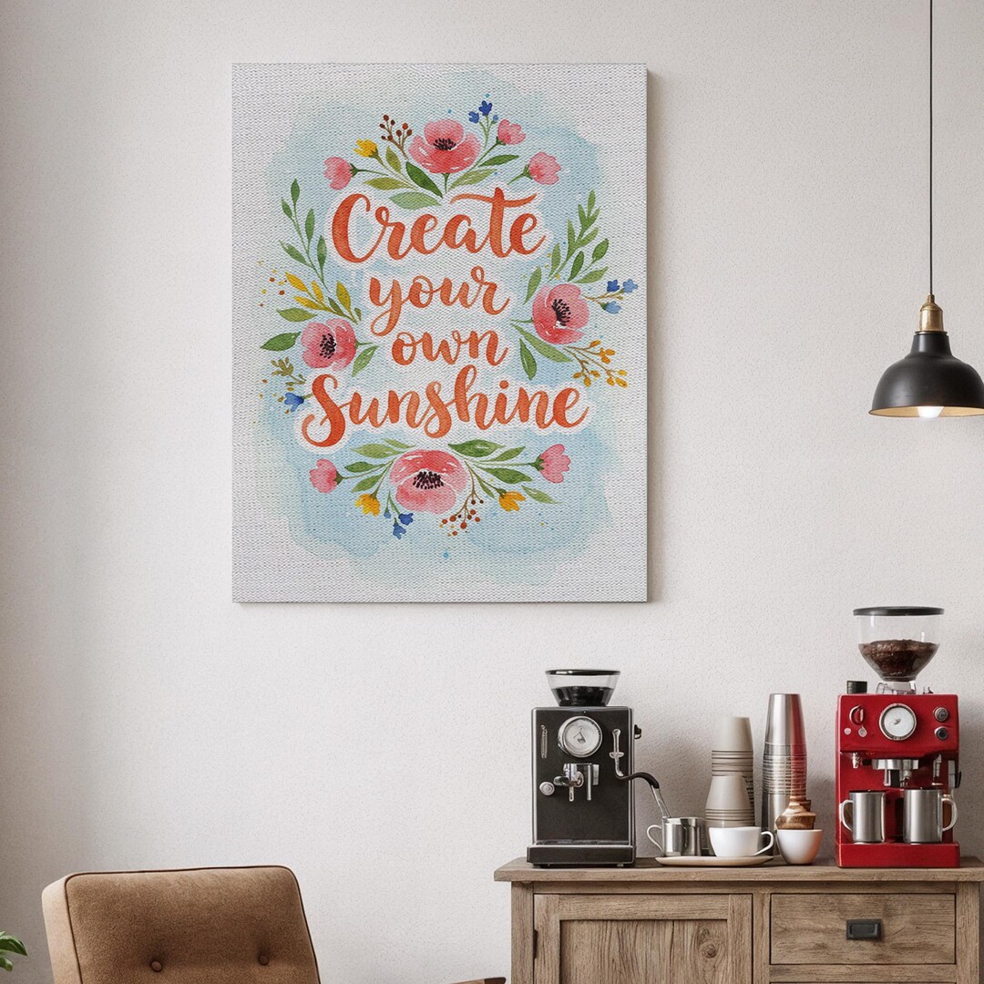 Create Your Own Sunshine Watercolor Canvas , Inspirational Floral Quote ...