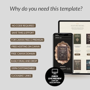 Dark Academia Author Website Template, Canva Website for Authors, Writer Website, Book Launch Template for Author Marketing image 7