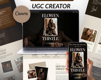 UGC Creator Portfolio Website Template Canva | Dark Brown Media Kit