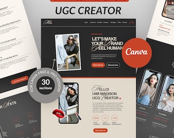 UGC Creator Website Template, Canva Portfolio, Influencer Design