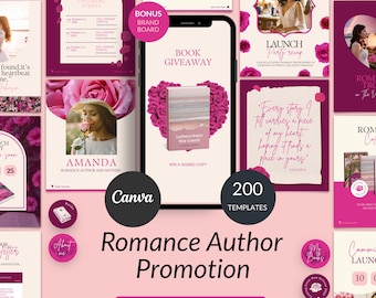 Romance Author Instagram Bundle Template  | Social Media Marketing Writer Instagram |  Canva Templates for Writers & Bookstagram Marketing