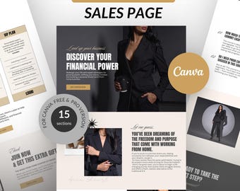 Canva Sales Page Template, Coaching Course Sales Page, Editable Canva Sales Page,Sales Funnel Landing Page Template, Business Canva Page